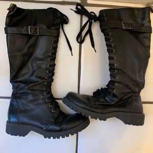 Black Tall Combat Boots